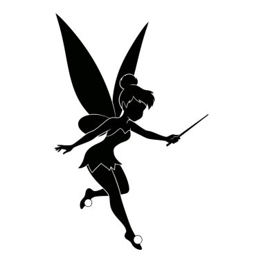 Büyüleyici Uçan Peri Silueti Parlak Asası ve Hassas Kanatları ile