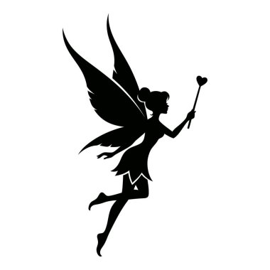 Bir değnekle uçan perinin büyüleyici silueti.