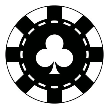 Siyah ve Beyaz Poker Çipi Kulüp Sembol Tasarımı