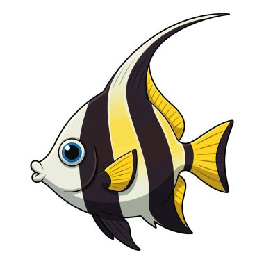 Çarpıcı desenli tuzlu su balığının zarif bir şekilde yüzüşünün resimli animasyonu