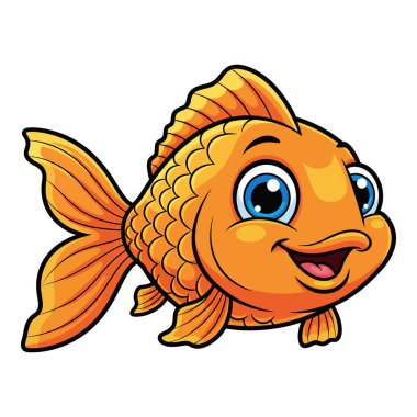 Büyük Mavi Gözlü ve Arkadaşça Gülümseyen Resimli Sevimli Japon Balığı