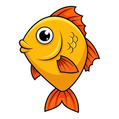 Su Altında Köpüklerle Yüzen Şirin Japon Balığı Çizgi Filmi