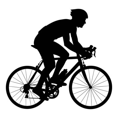 Yarış sırasında bisiklete binen bir bisikletçinin silüeti.