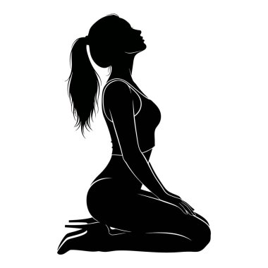 Atletik Giysili Bir Kadının Silueti Diz üstünde Zarifçe Pozisyon Veriyor