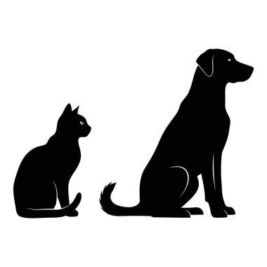 Oturan Kedi ve Ayakta Duran Köpeğin Siluetleri