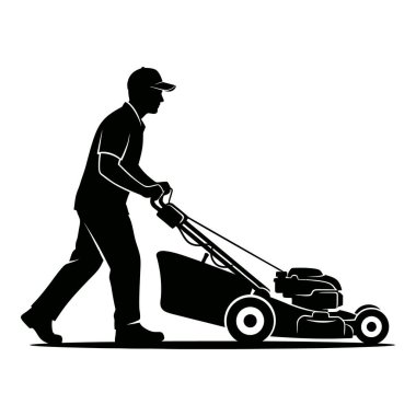 Profesyonel bahçıvan çim biçme makinesi servisiyle çim biçiyor.