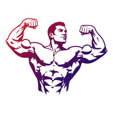 Güçlü Vücut Geliştirici Ton Fizikli Kasları Kasıyor