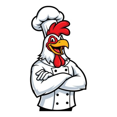 Çapraz Kollu ve Büyük Gülümseyen Sevimli Tavuk Aşçısı