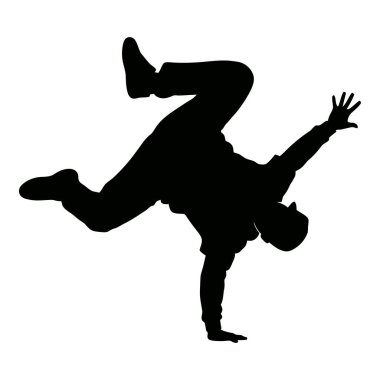 Etkileyici Güç Hareketi Yapan Bir Breakdansçının Dinamik Silueti