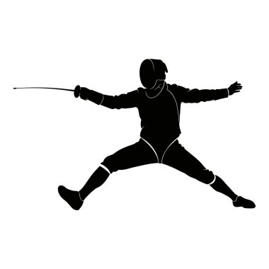 Eskrimci bir spor müsabakası sırasında zarif duruş sergiliyor