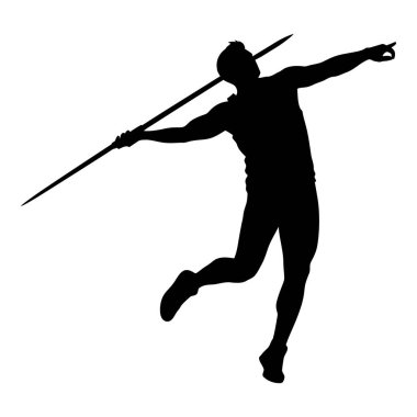 Yarışma sırasında Havada Mızrak Atan Atletin Silueti