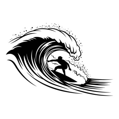 Okyanusta Büyük Dalgalara Binen Bir Sörfçünün Silueti
