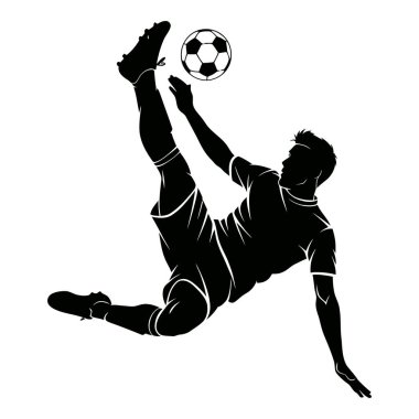 Oyun sırasında Siluet Sporcusu Futbol Topuyla Bisiklet Tekmesi Yapıyor