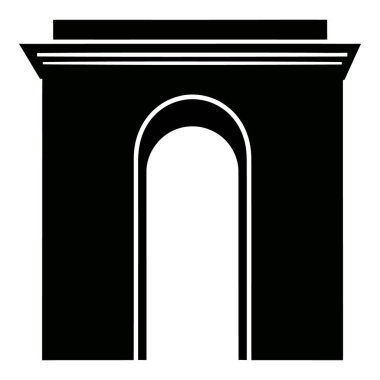 Mimari tasarımlar veya tarihsel bağlamlar için uygun bir zafer kemerinin siyah ve beyaz çizimi.