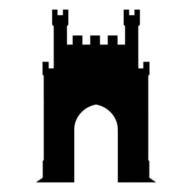 Kale kapısının silueti, güç ve güvenliğin sembolü. Klasik mimari tasarım..