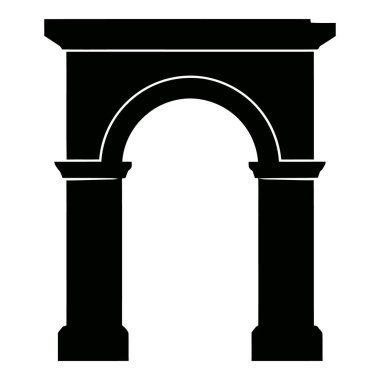 Sütunları ve kemerli açılımı olan, geçidi ve yapıyı sembolize eden çarpıcı siyah bir kemer..