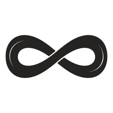 Minimalist siyah sonsuzluk sembolü simgesi ya da logosu, sonsuzluğun, sonsuz olasılıkların ve sürekli döngülerin konseptlerini gösteriyor..