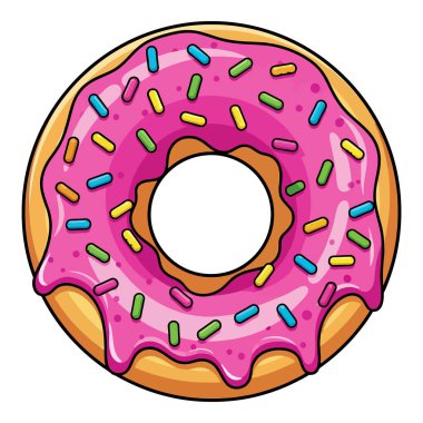 Renkli serpiştirilmiş lezzetli pembe jöleli donut. Tatlı ikram..