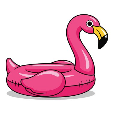 Canlı pembe şişme flamingo havuzu yaz eğlencesi ve rahatlama için yüzüyor. Yüzme havuzları ve plaj tatilleri için mükemmel..
