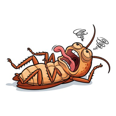 Çizgi film hamamböceği sırtüstü yatar Bitkin ve bitkin