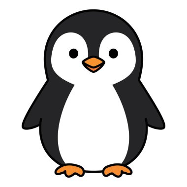 Yumuşak Beyaz Göbekli ve Siyah Tüylü Sevimli Penguen Karakteri