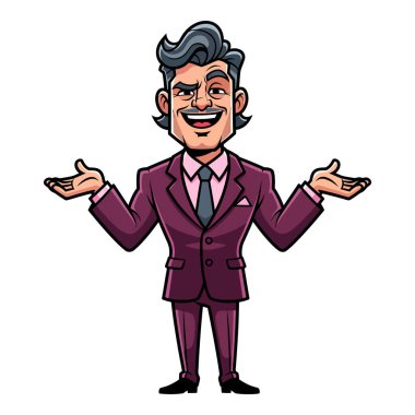 Takım Elbiseli Karizmatik Centilmen Kollarını Aç Hareketleriyle