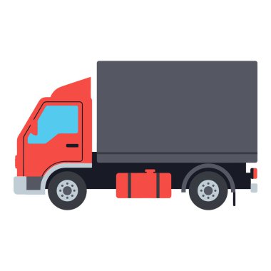 Kargo Taşıma Servisi için Kırmızı ve Gri Kutu Kamyonu