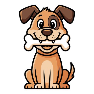 Mutlu Çizgi Film Köpeği Ağzında Kemik Tutuyor