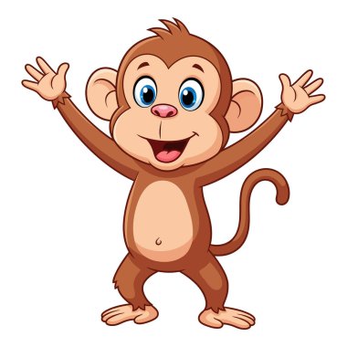 Geniş Kolları Açık Sevimli Kahverengi Maymun Arkadaşlarını Eğlenerek Karşılıyor