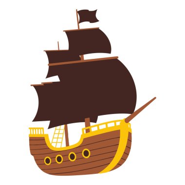 Karanlık yelkenli bir korsan gemisi açık denizde yelken açar.