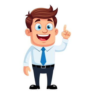 Hevesli İşadamı Parlak bir fikirle yukarı işaret ediyor