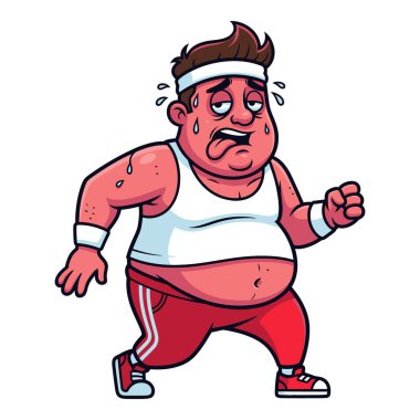 Egzersiz sırasında aşırı kilolu adam mücadele etmekten yoruldu.