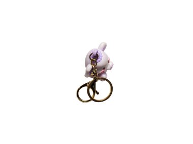 Cute Purple Elephant Keychain In White Background clipart