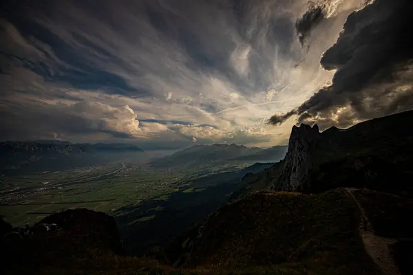 stock image Hoher Kasten a mountain peak with trails, a cable car, a revolving restaurant and stunning panoramic views.