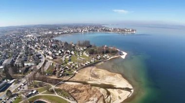Dağın tepesinden, saloniki şehri üzerinde panoramik hava manzarası, İsviçre 