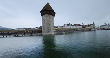 İsviçre 'deki Lucerne şehrinin görüntüsü. Video 8k
