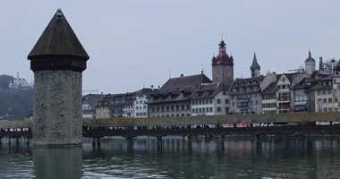 İsviçre 'deki Lucerne Şehri. Video 8k.