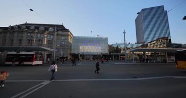 St.Gallen 'deki eski kasabanın İsviçre manzarası.