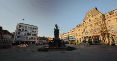 St.Gallen 'deki eski kasabanın İsviçre manzarası.