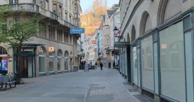 St.Gallen 'deki eski kasabanın İsviçre manzarası.