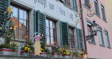 St.Gallen 'deki eski kasabanın İsviçre manzarası.