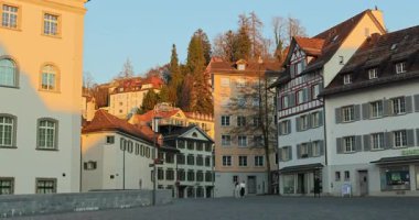 St.Gallen 'deki eski kasabanın İsviçre manzarası.