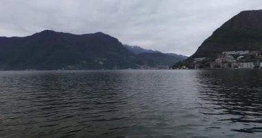 Lugano Gölü ve Lugano şehrinde yürüyüş turu. İsviçre. 8k ultra hd 8 