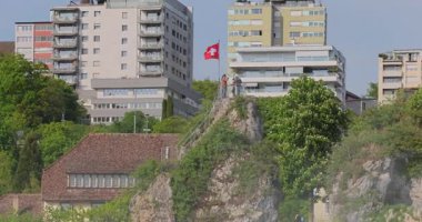 Ormanda güzel bir şelale Rheinfall 8k ultra hd