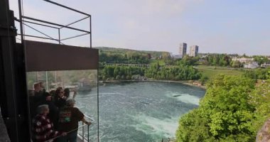 Ormanda güzel bir şelale Rheinfall 8k ultra hd