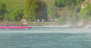 Ormanda güzel bir şelale Rheinfall 8k ultra hd