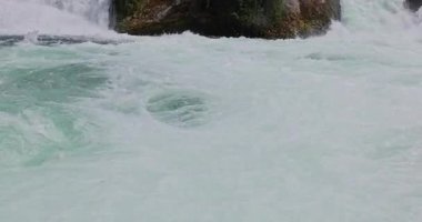 Ormanda güzel bir şelale Rheinfall 8k ultra hd