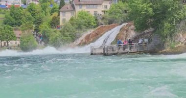 Ormanda güzel bir şelale Rheinfall 8k ultra hd