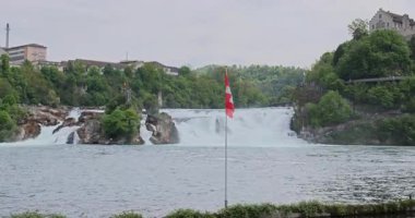 Ormanda güzel bir şelale Rheinfall 8k ultra hd