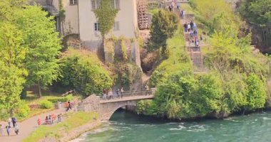 Ormanda güzel bir şelale Rheinfall 8k ultra hd